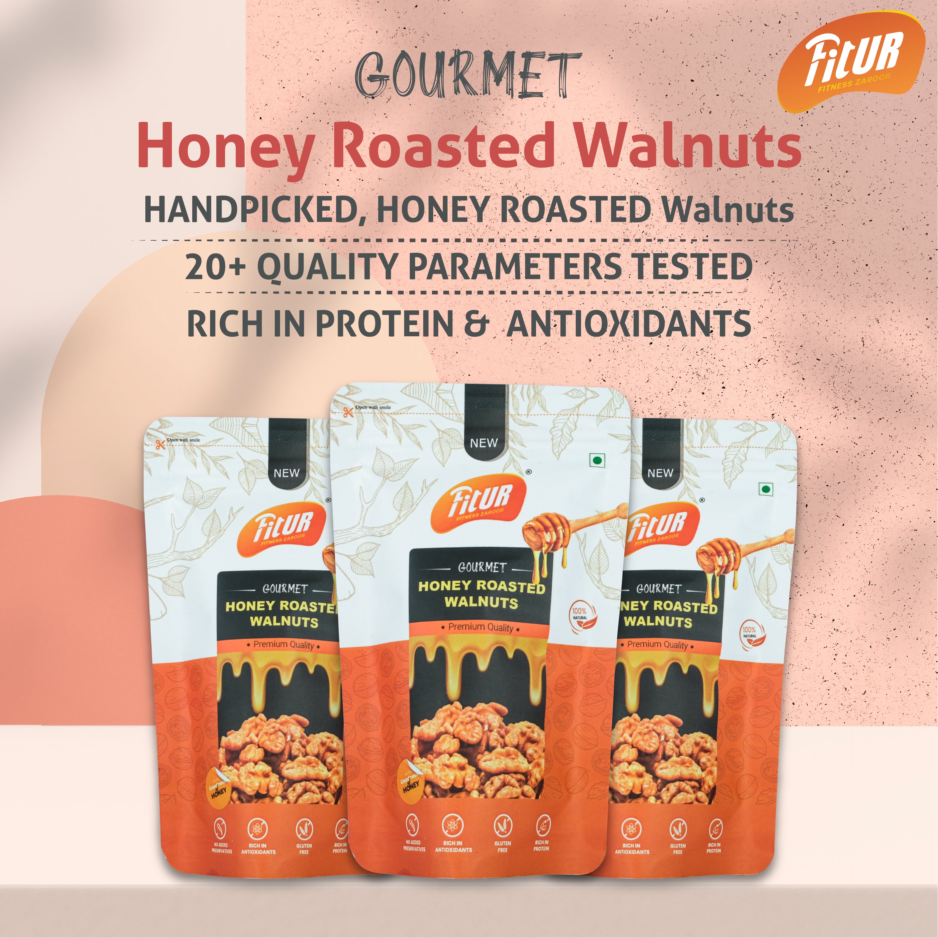 Honey Roasted Walnuts | Super Delicious & Healthy | 80 gm Pack