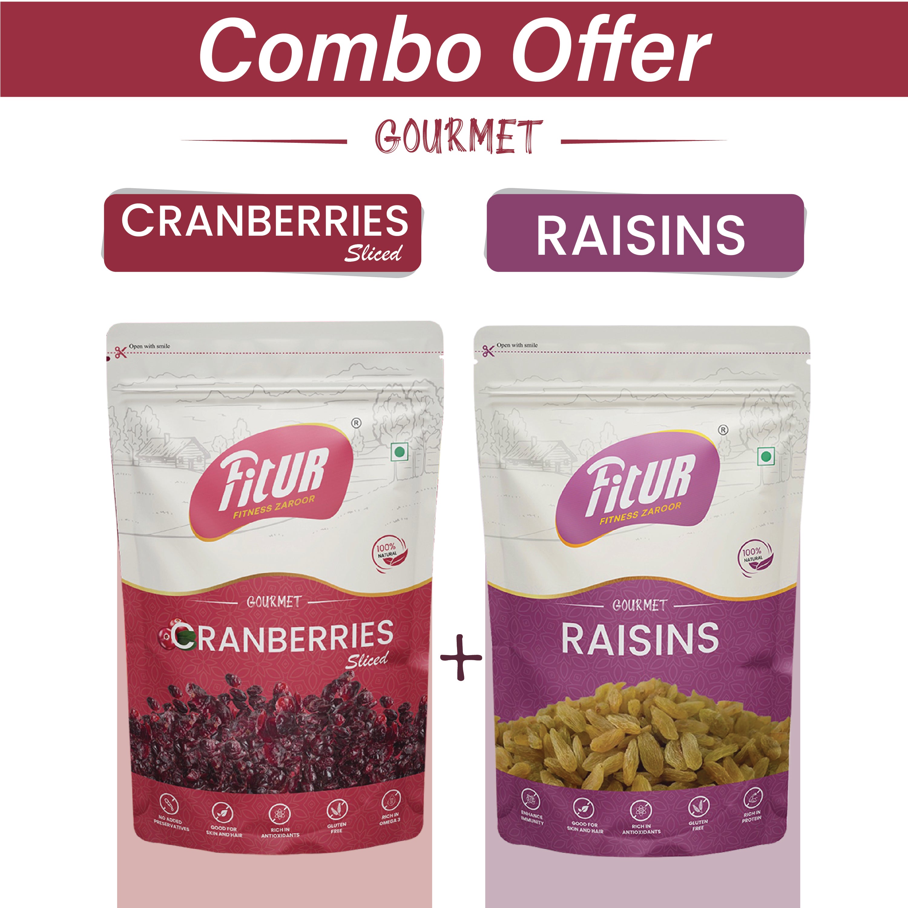 Dry Fruits Cranberry + Raisins | Pack of 2