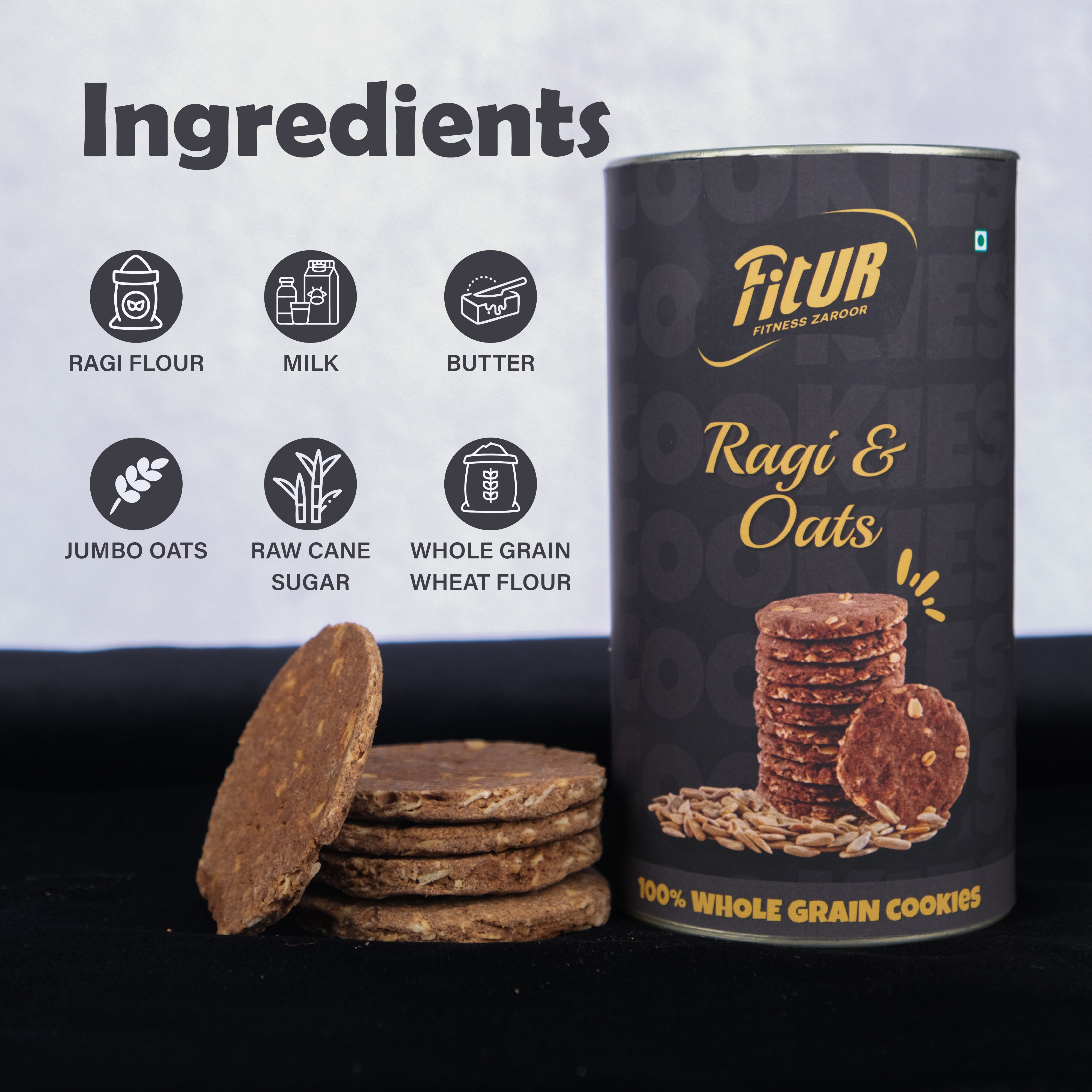 ⁠Ragi & Oats Cookies | 100% Whole Grain