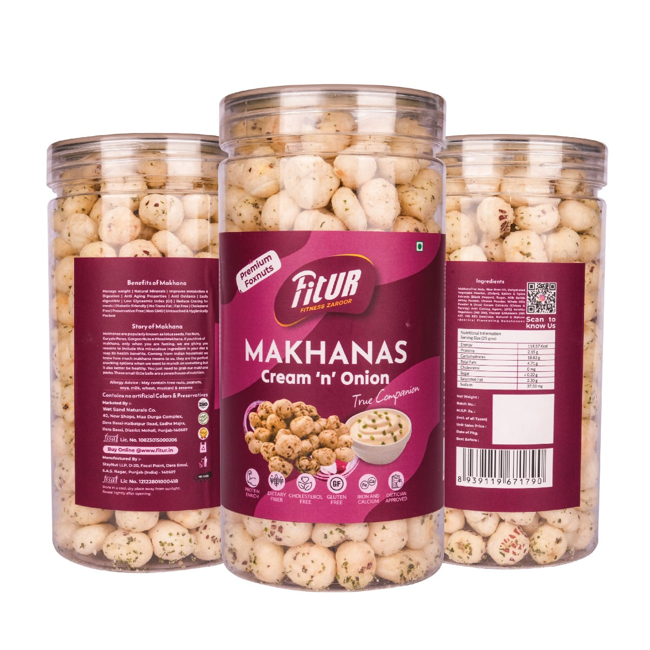 Makhana Cream n Onion + Himalayan Salt n Pepper | Pack of 2 | 80 gm Each Pack