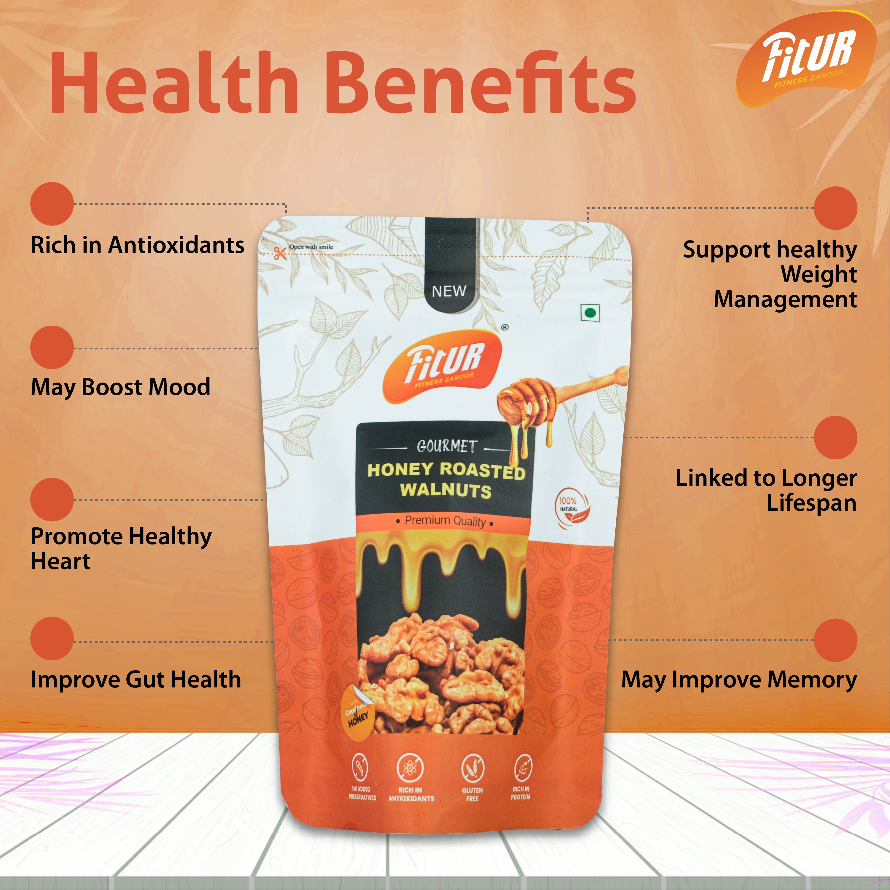 Honey Roasted Walnuts | Super Delicious & Healthy | 80 gm Pack