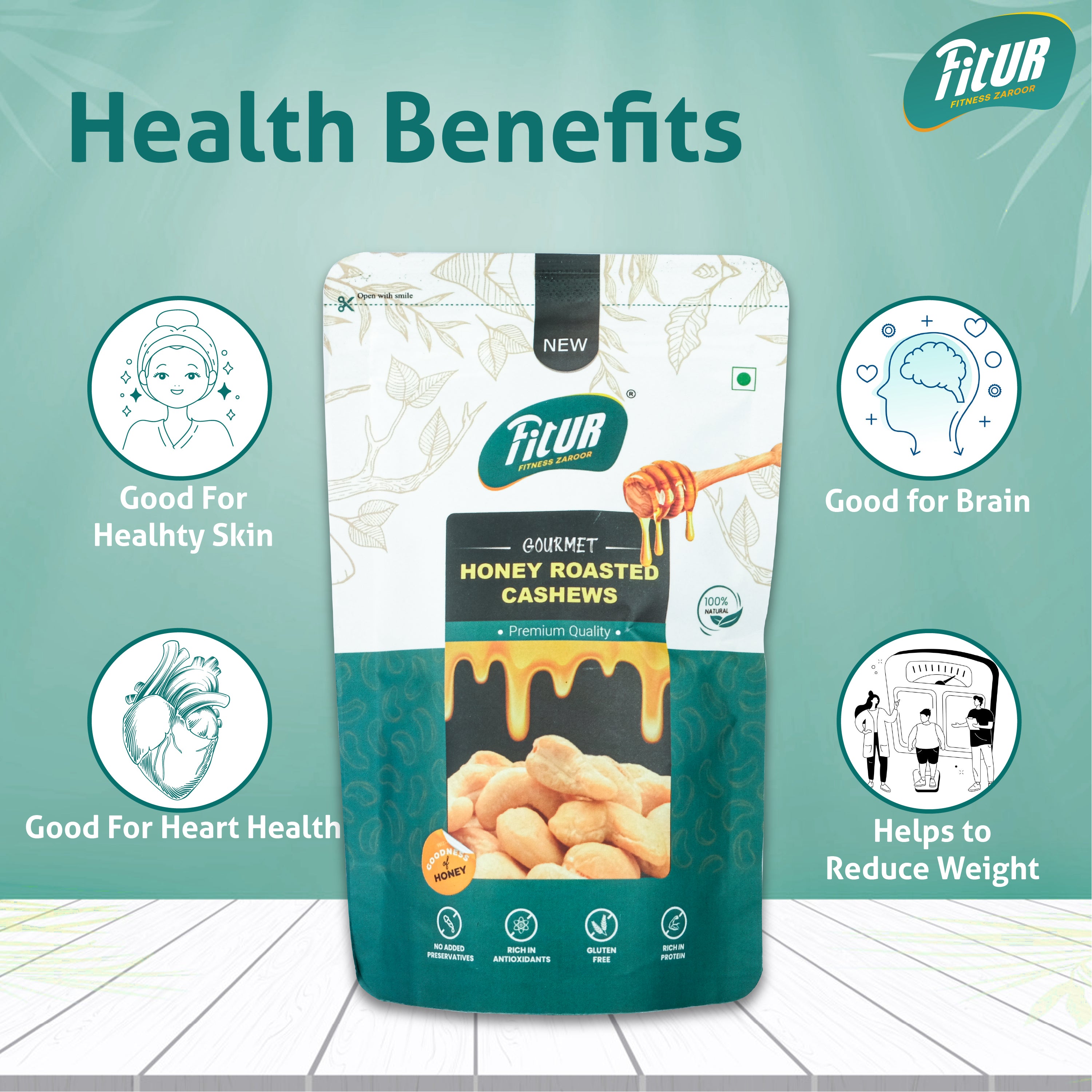 Super Delicious & Healthy Honey Roasted Cashews | 80 gm Pack