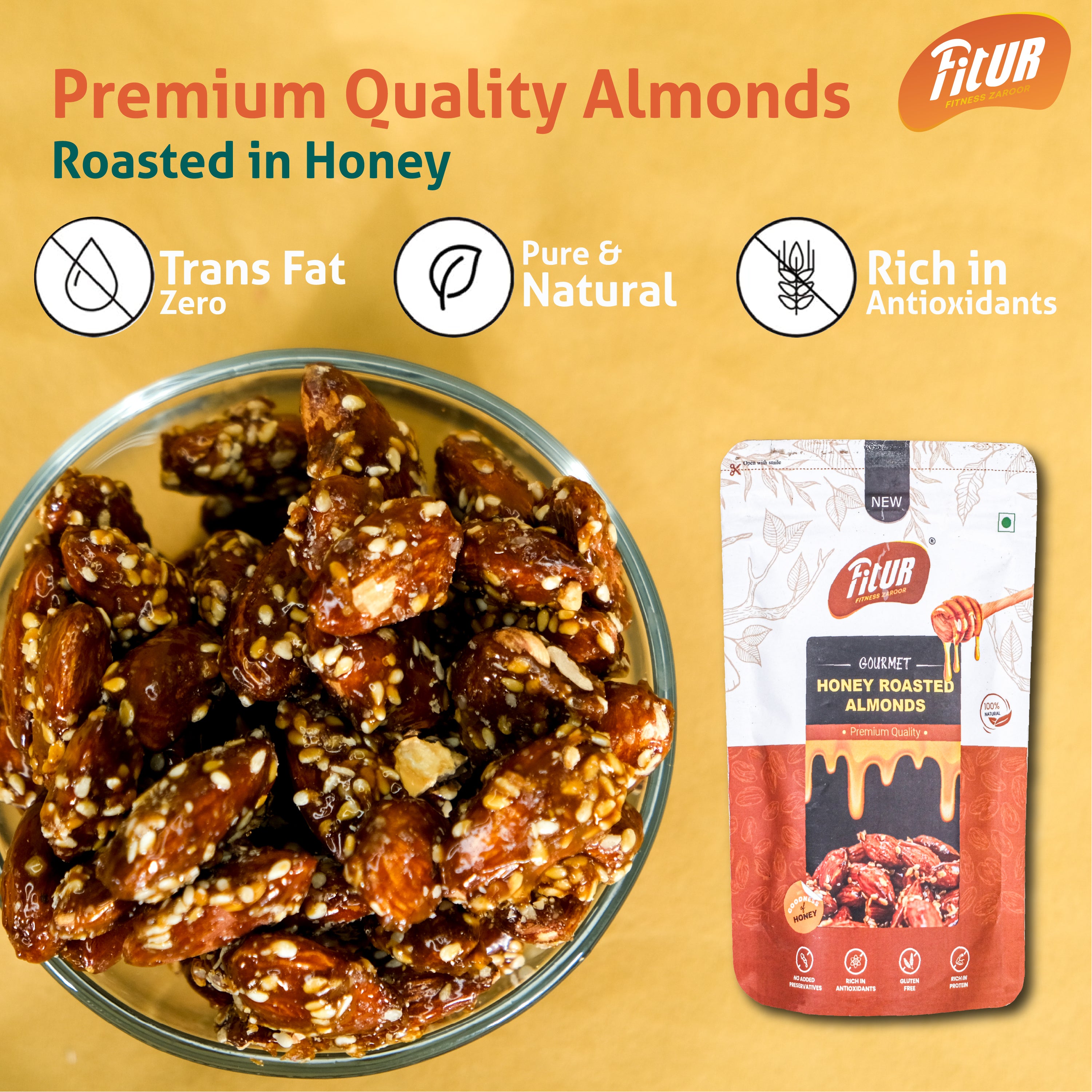 Super Healthy and tasty Combo of Honey Roasted | Pack of 3 | 80 gm Each Pack
