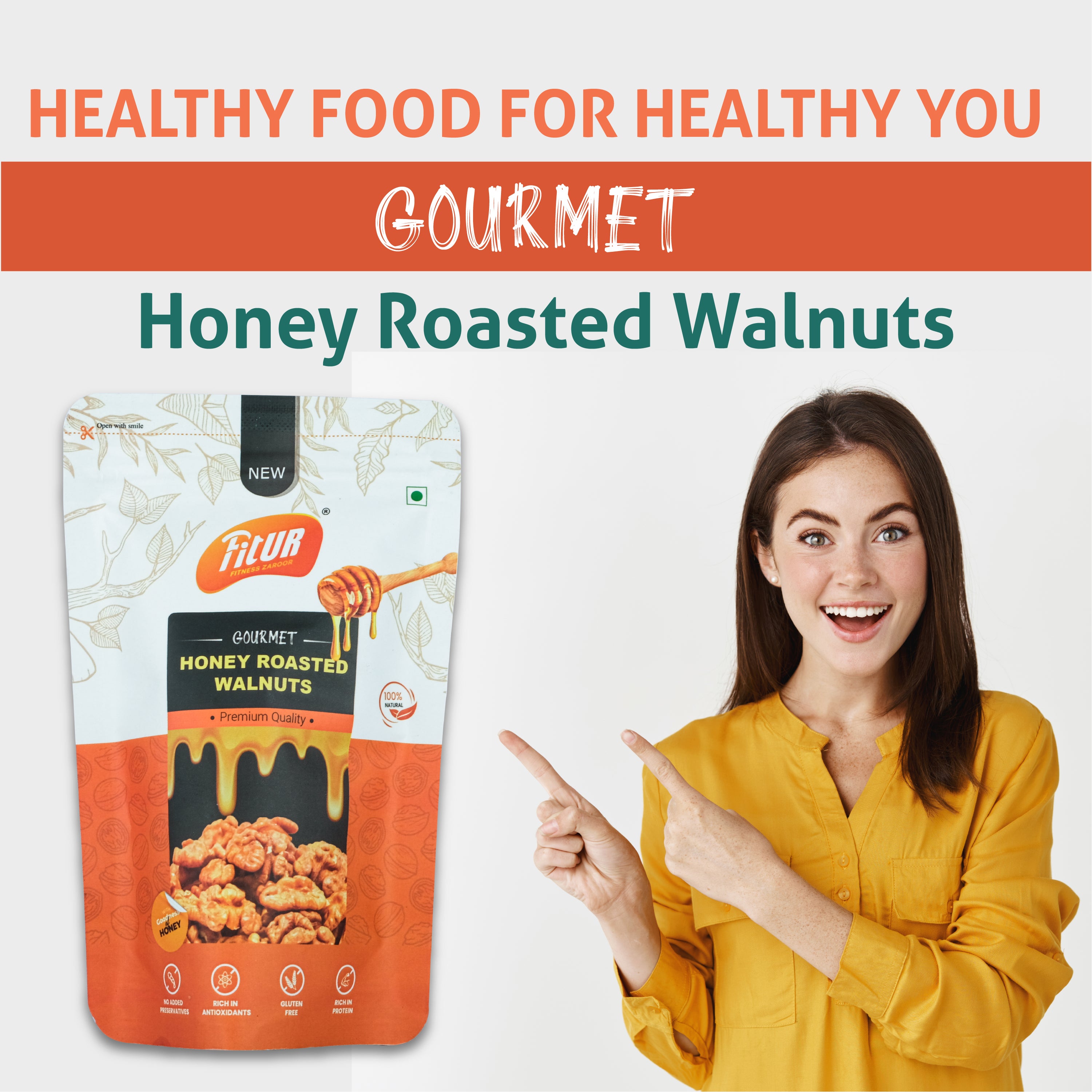 Honey Roasted Walnuts | Super Delicious & Healthy | 80 gm Pack