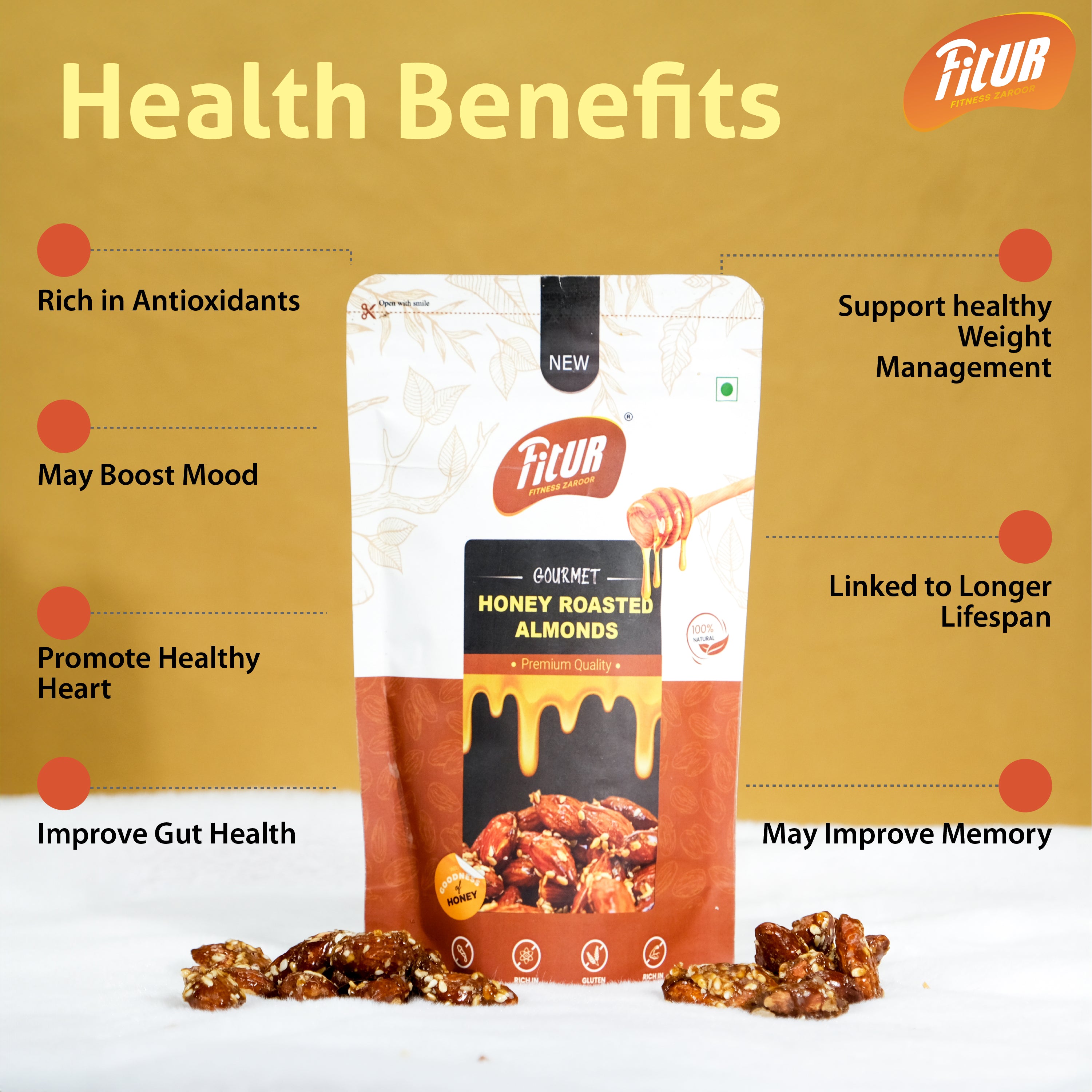 Super Healthy and tasty Combo of Honey Roasted | Pack of 3 | 80 gm Each Pack
