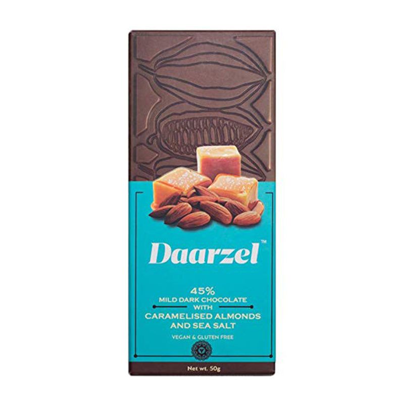 Daarzel 45% Mild Dark Chocolate with Caramelised Almonds with Sea Salt - Fitur