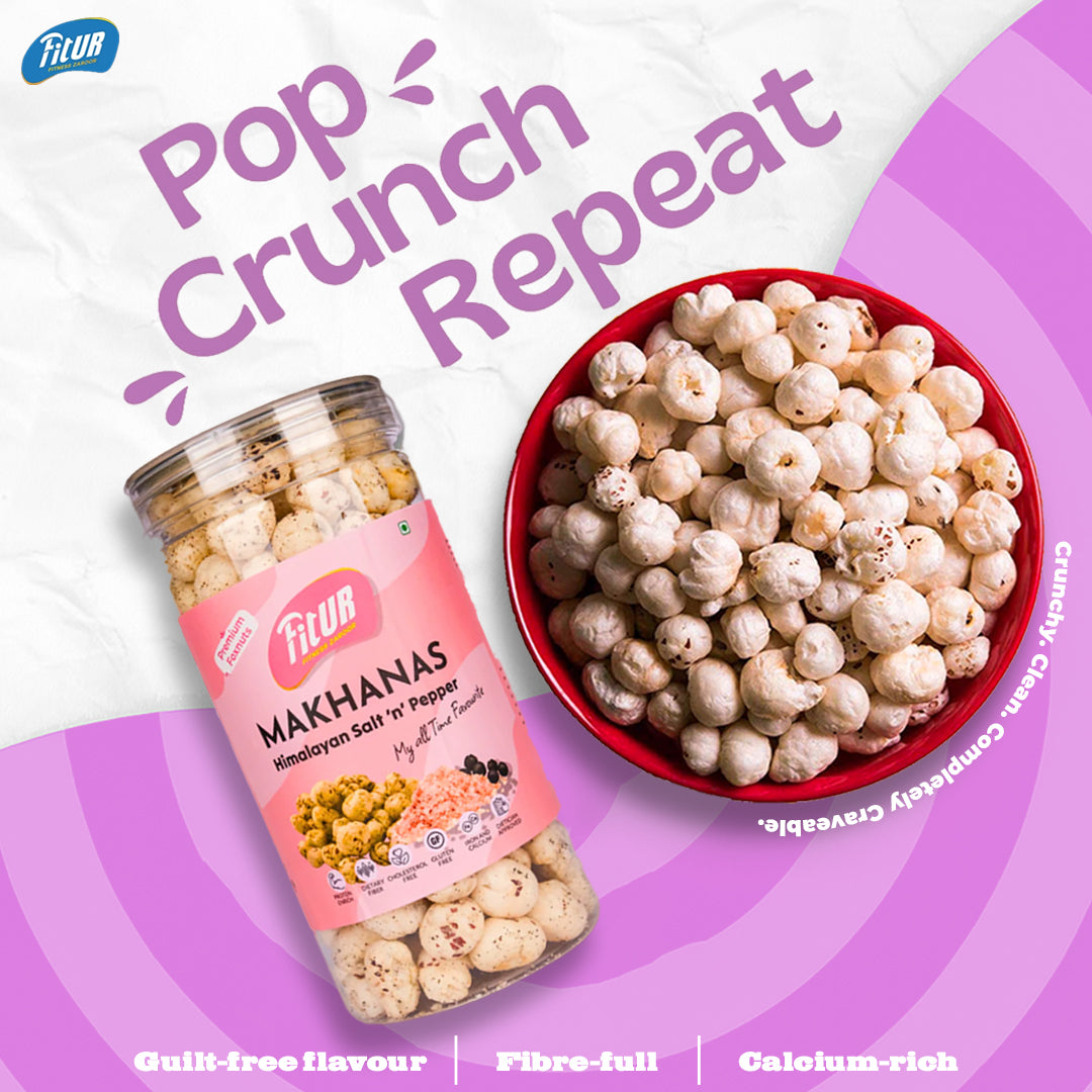 Makhana Cream n Onion + Himalayan Salt n Pepper | Pack of 2 | 80 gm Each Pack